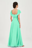 Classic Chiffon A Line Bridesmaid Dress Flutter Sleeves Formal Evening Prom Dresses Gowns