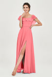 Classic Chiffon A Line Bridesmaid Dress Flutter Sleeves Formal Evening Prom Dresses Gowns