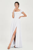 Classic Chiffon A Line Bridesmaid Dress Flutter Sleeves Formal Evening Prom Dresses Gowns