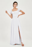 Classic Chiffon A Line Bridesmaid Dress Flutter Sleeves Formal Evening Prom Dresses Gowns