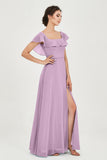 Classic Chiffon A Line Bridesmaid Dress Flutter Sleeves Formal Evening Prom Dresses Gowns