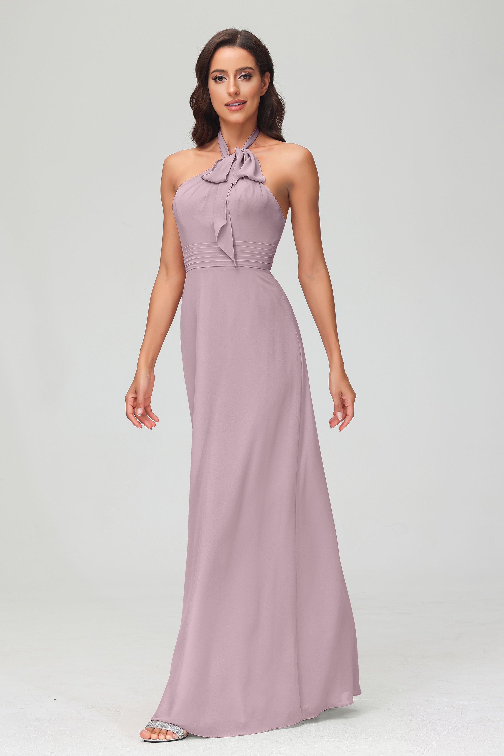 A Line Halter Chiffon Bridesmaid Dresses Women's Formal Evening Prom Dress Gowns