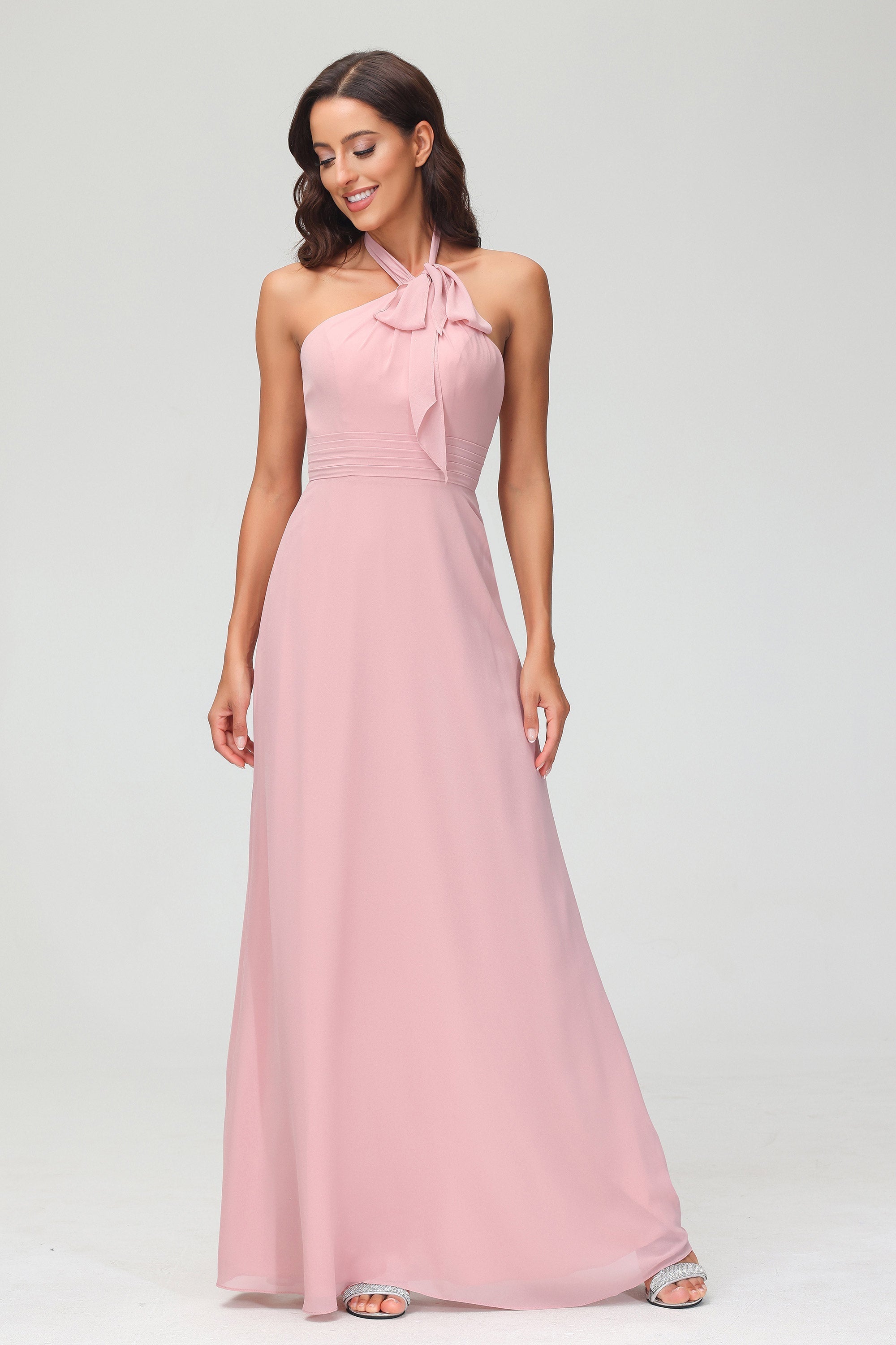A Line Halter Chiffon Bridesmaid Dresses Women's Formal Evening Prom Dress Gowns