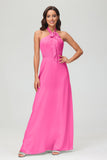 A Line Halter Chiffon Bridesmaid Dresses Women's Formal Evening Prom Dress Gowns