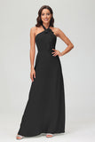 A Line Halter Chiffon Bridesmaid Dresses Women's Formal Evening Prom Dress Gowns