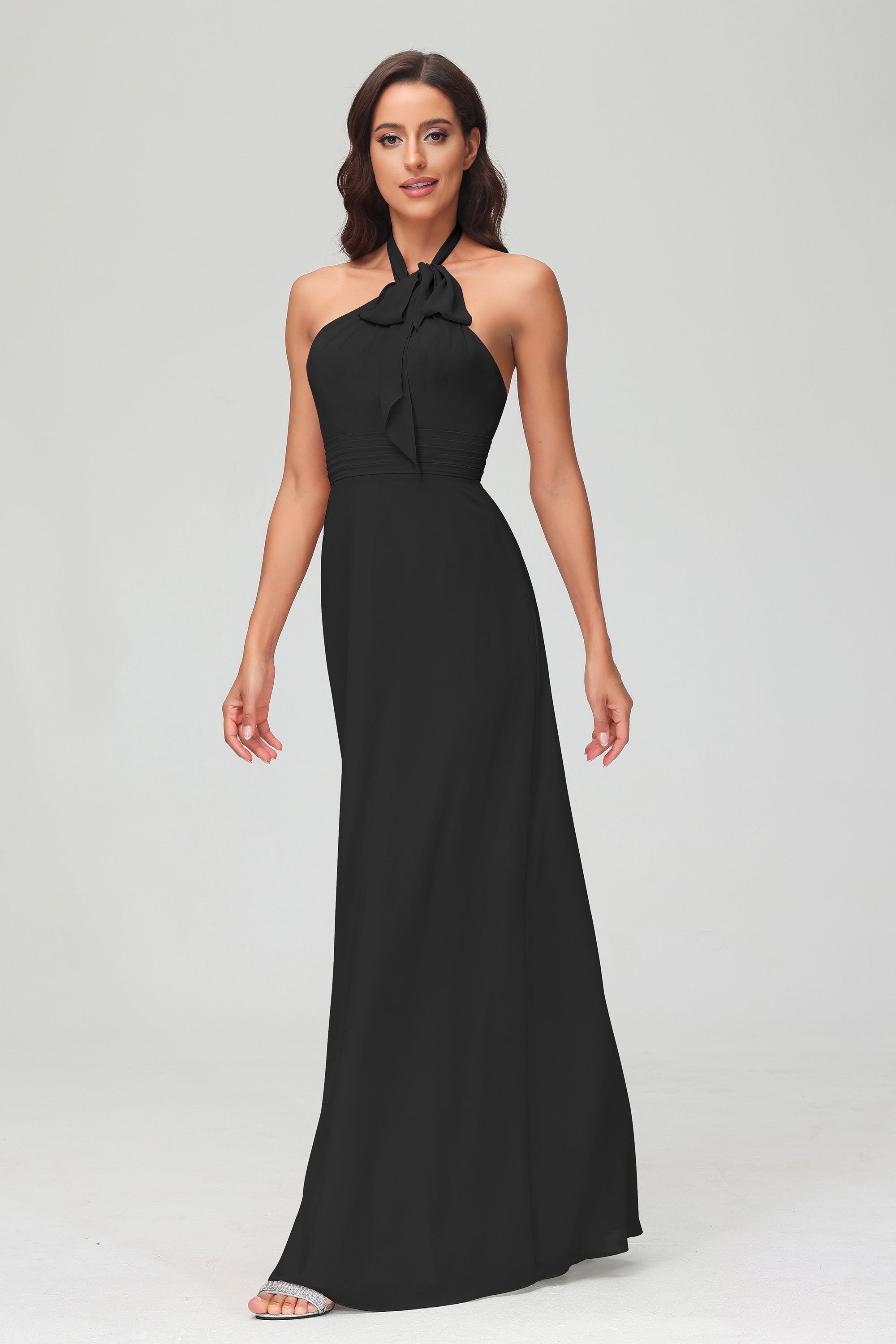 A Line Halter Chiffon Bridesmaid Dresses Women's Formal Evening Prom Dress Gowns