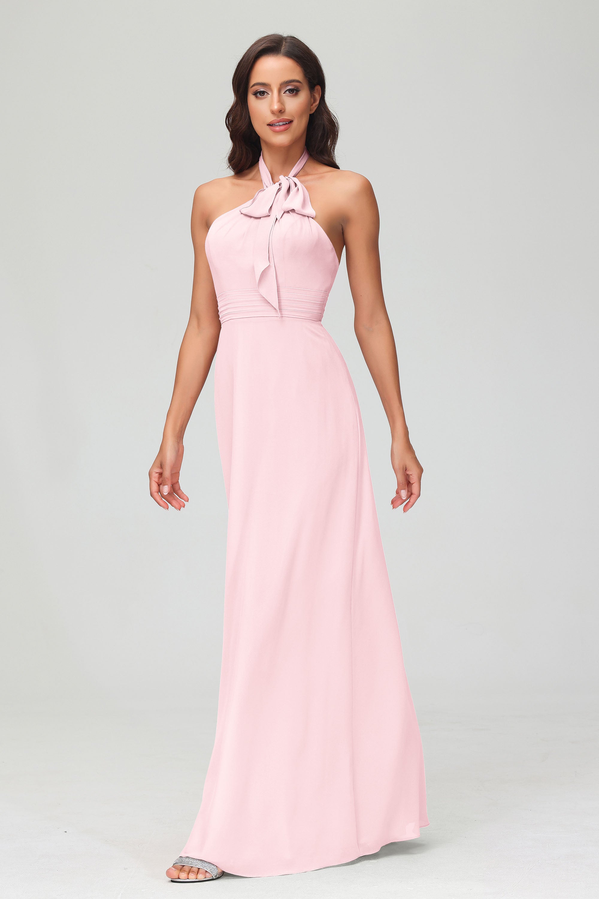 A Line Halter Chiffon Bridesmaid Dresses Women's Formal Evening Prom Dress Gowns