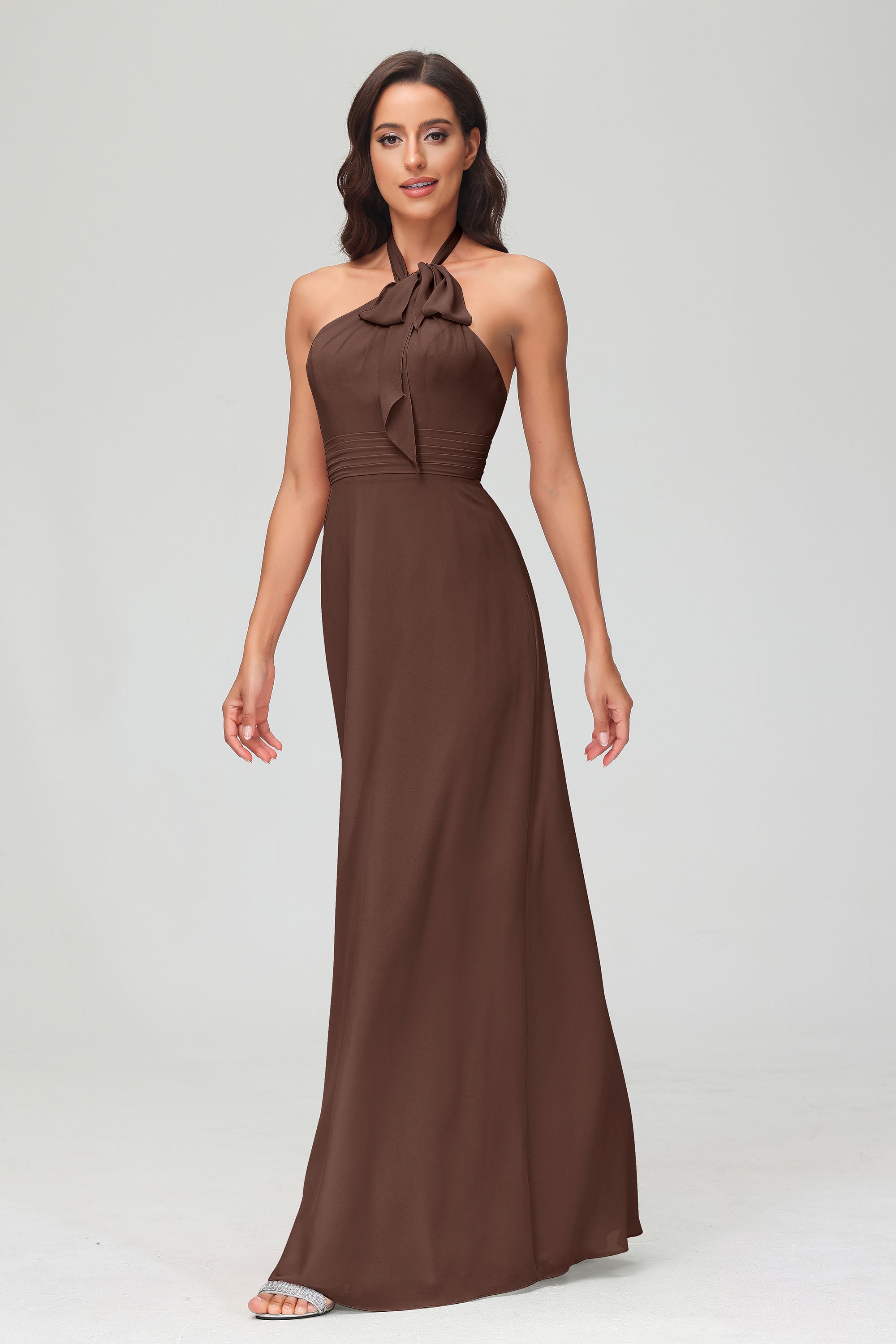 A Line Halter Chiffon Bridesmaid Dresses Women's Formal Evening Prom Dress Gowns