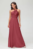 A Line Halter Chiffon Bridesmaid Dresses Women's Formal Evening Prom Dress Gowns