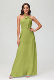 A Line Halter Chiffon Bridesmaid Dresses Women's Formal Evening Prom Dress Gowns