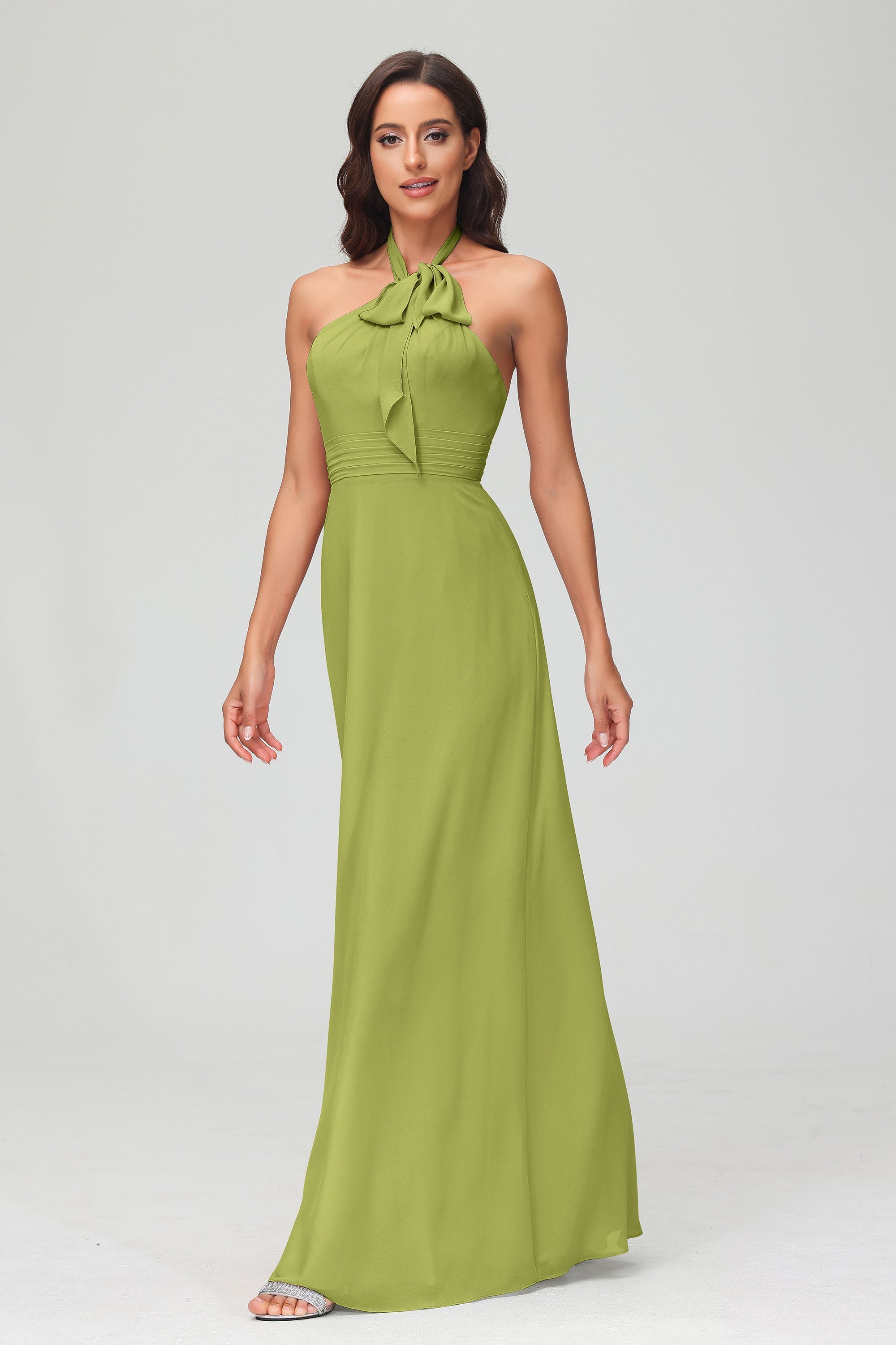 A Line Halter Chiffon Bridesmaid Dresses Women's Formal Evening Prom Dress Gowns