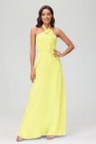 A Line Halter Chiffon Bridesmaid Dresses Women's Formal Evening Prom Dress Gowns