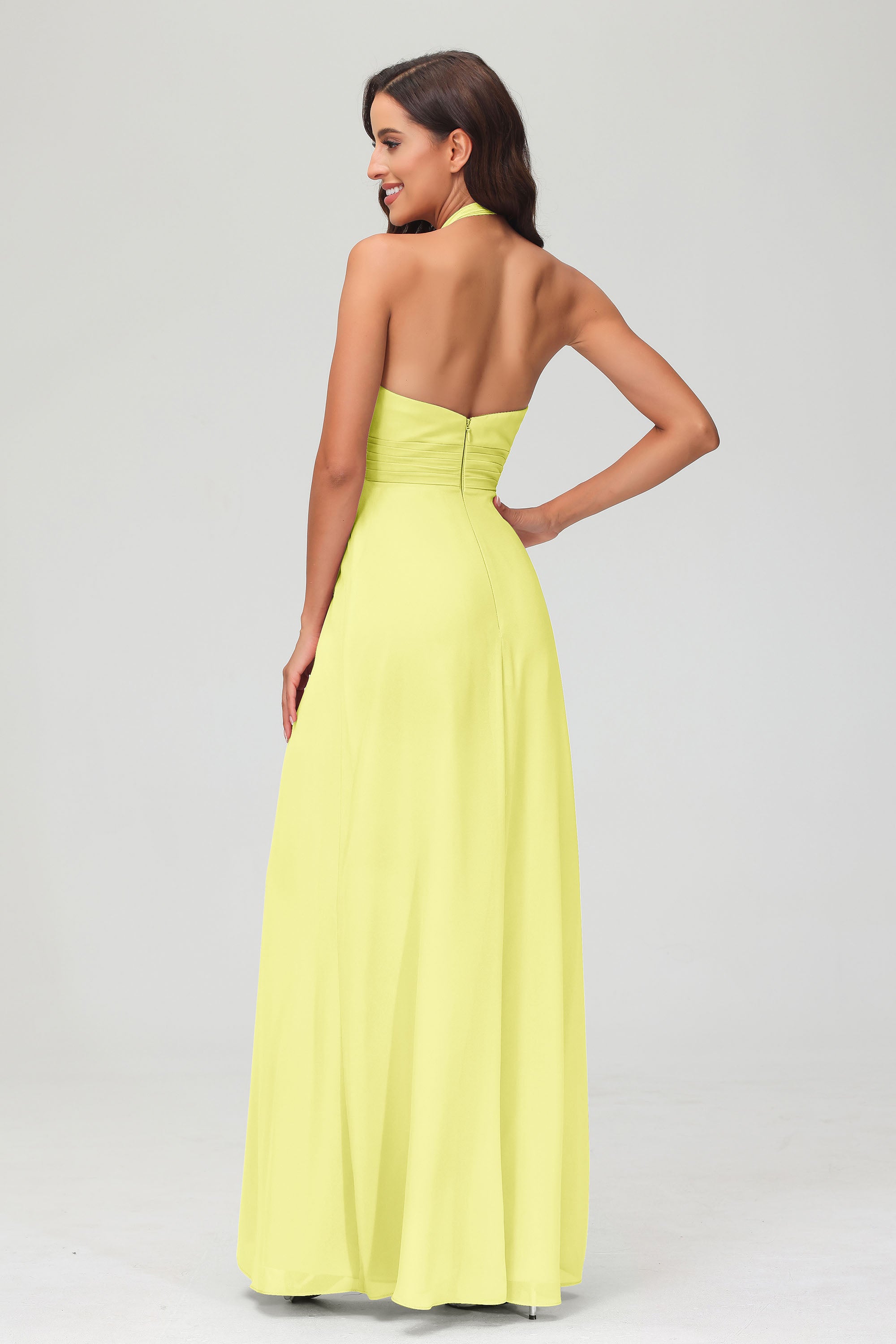 A Line Halter Chiffon Bridesmaid Dresses Women's Formal Evening Prom Dress Gowns