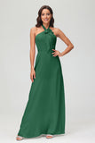A Line Halter Chiffon Bridesmaid Dresses Women's Formal Evening Prom Dress Gowns