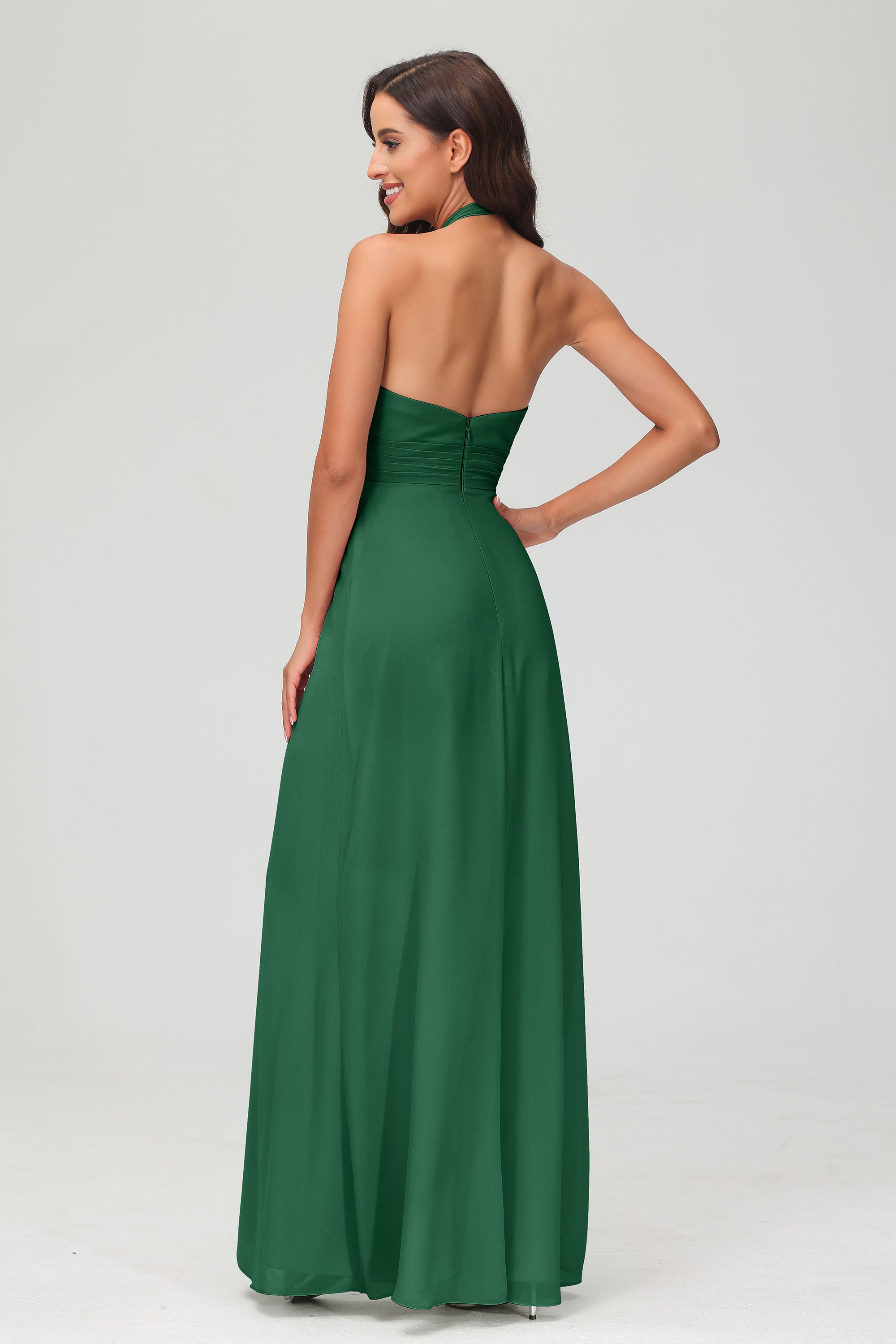 A Line Halter Chiffon Bridesmaid Dresses Women's Formal Evening Prom Dress Gowns