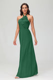 A Line Halter Chiffon Bridesmaid Dresses Women's Formal Evening Prom Dress Gowns
