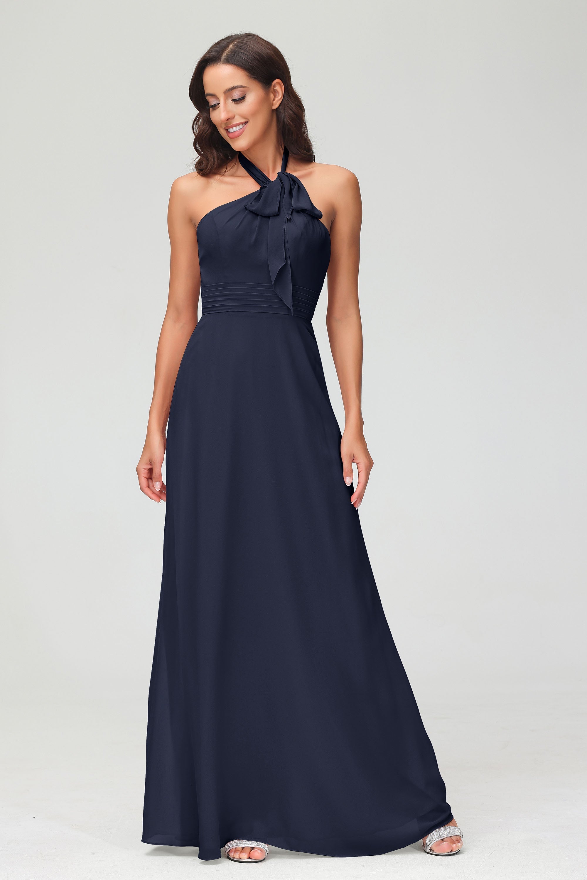 A Line Halter Chiffon Bridesmaid Dresses Women's Formal Evening Prom Dress Gowns
