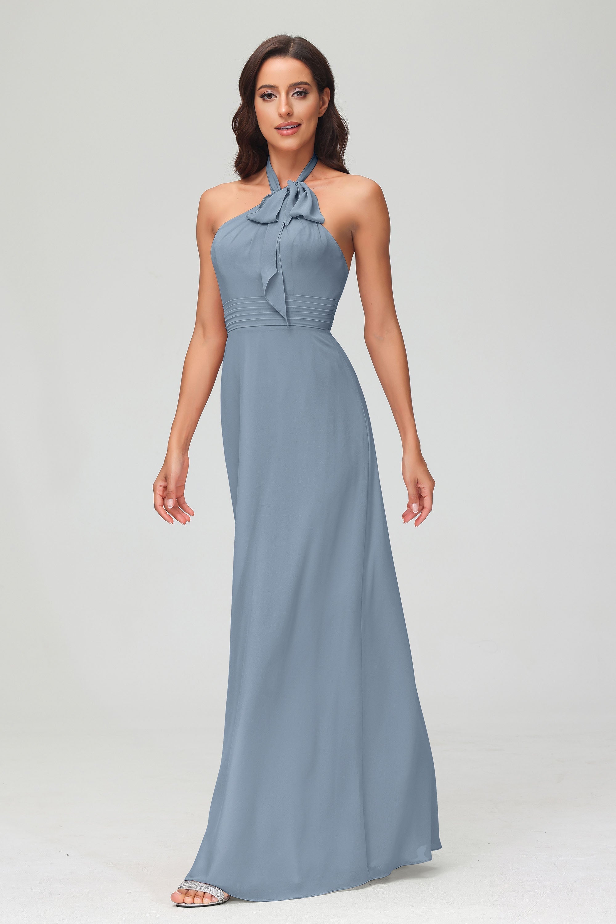 A Line Halter Chiffon Bridesmaid Dresses Women's Formal Evening Prom Dress Gowns