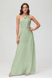 A Line Halter Chiffon Bridesmaid Dresses Women's Formal Evening Prom Dress Gowns