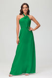 A Line Halter Chiffon Bridesmaid Dresses Women's Formal Evening Prom Dress Gowns