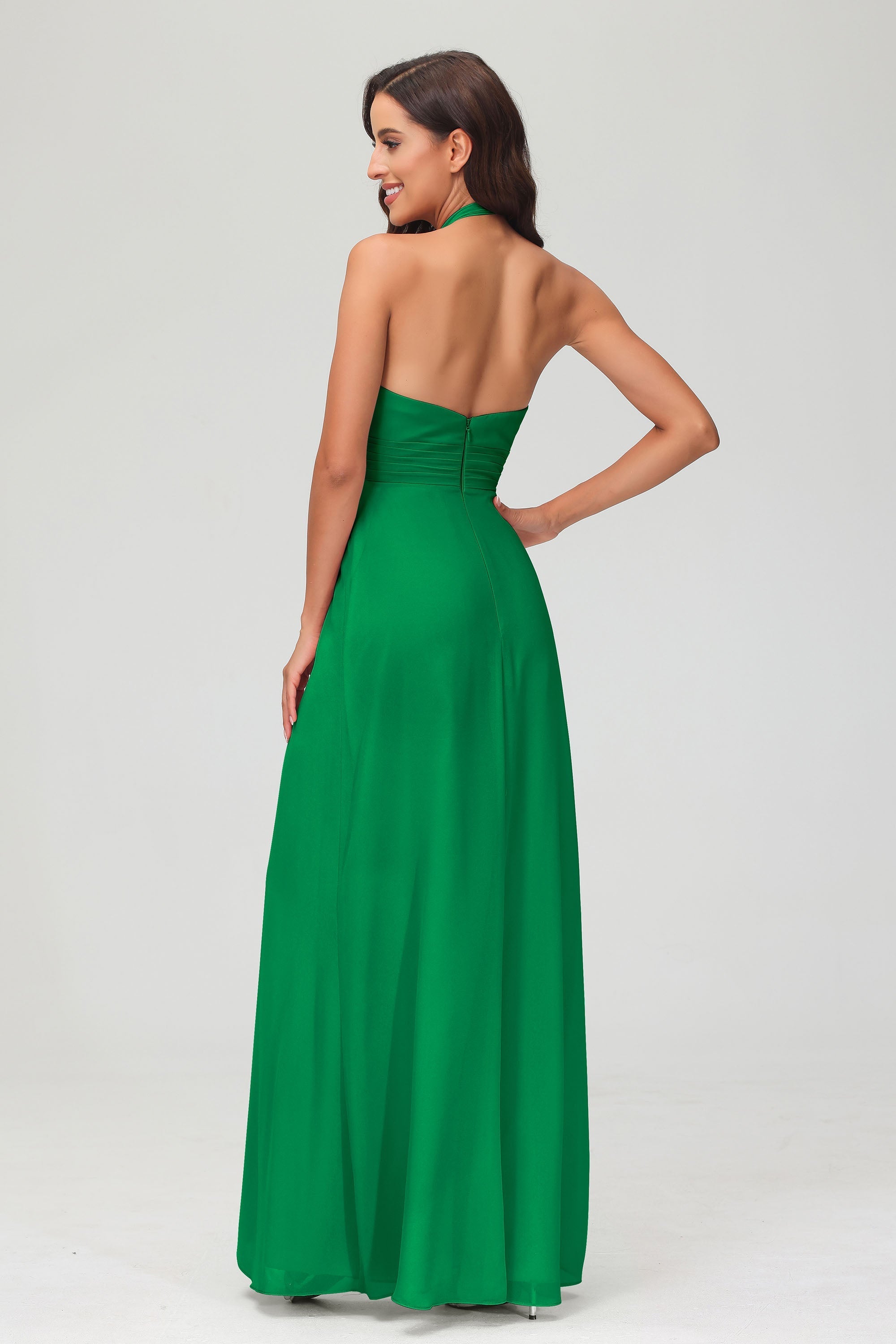 A Line Halter Chiffon Bridesmaid Dresses Women's Formal Evening Prom Dress Gowns