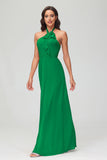 A Line Halter Chiffon Bridesmaid Dresses Women's Formal Evening Prom Dress Gowns