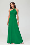 A Line Halter Chiffon Bridesmaid Dresses Women's Formal Evening Prom Dress Gowns