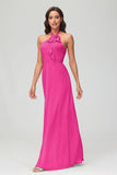 A Line Halter Chiffon Bridesmaid Dresses Women's Formal Evening Prom Dress Gowns
