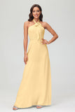 A Line Halter Chiffon Bridesmaid Dresses Women's Formal Evening Prom Dress Gowns