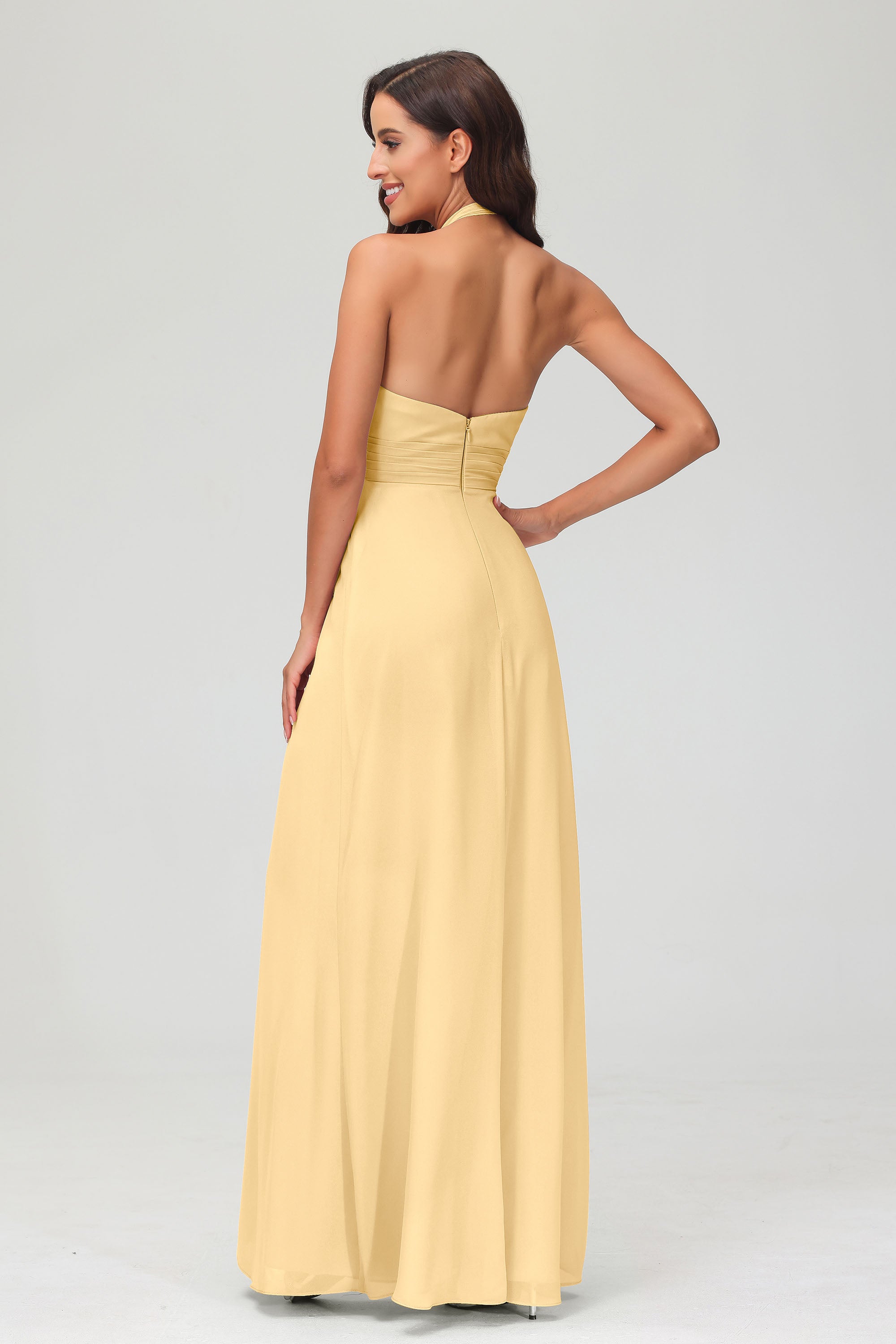 A Line Halter Chiffon Bridesmaid Dresses Women's Formal Evening Prom Dress Gowns