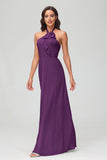 A Line Halter Chiffon Bridesmaid Dresses Women's Formal Evening Prom Dress Gowns