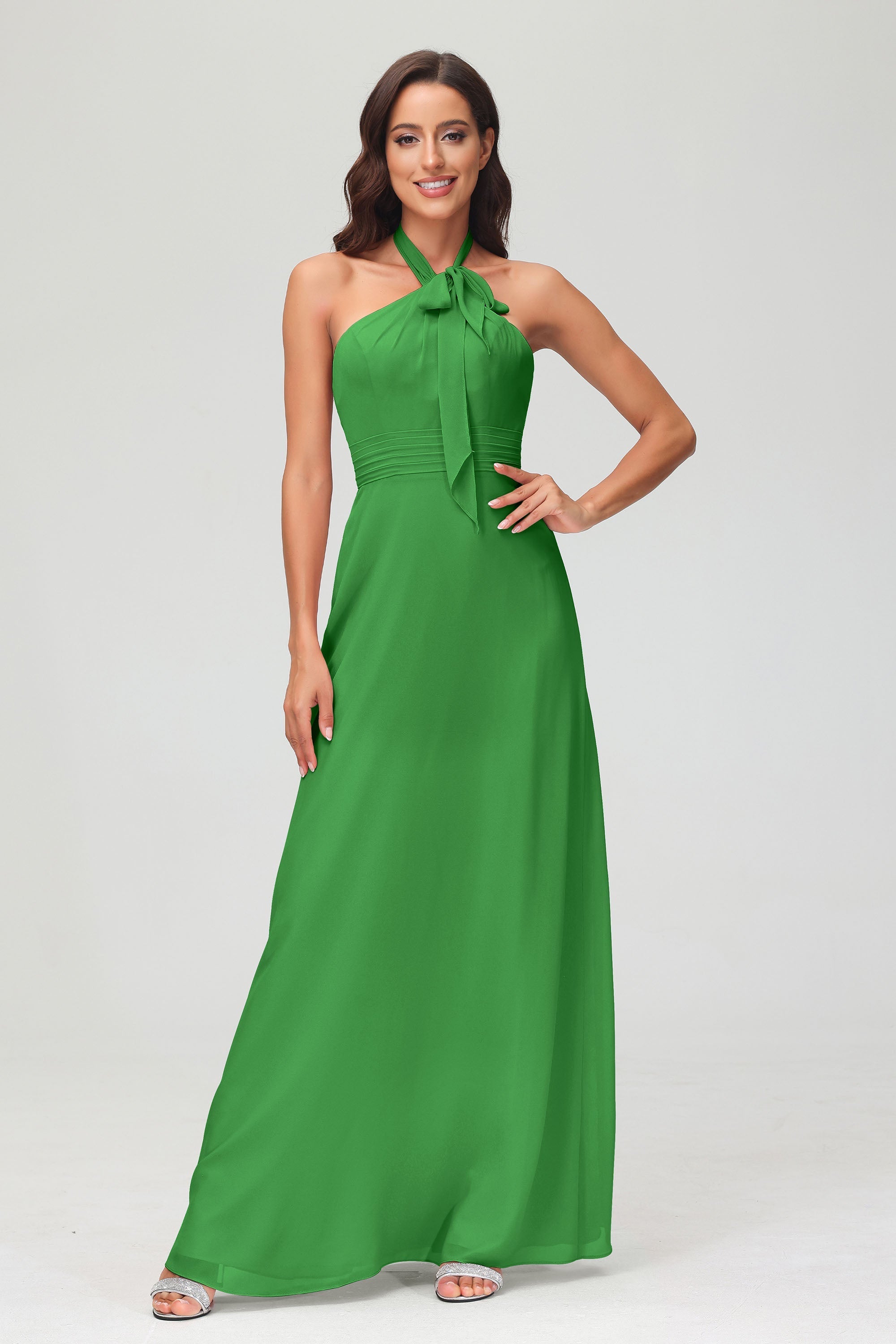 A Line Halter Chiffon Bridesmaid Dresses Women's Formal Evening Prom Dress Gowns
