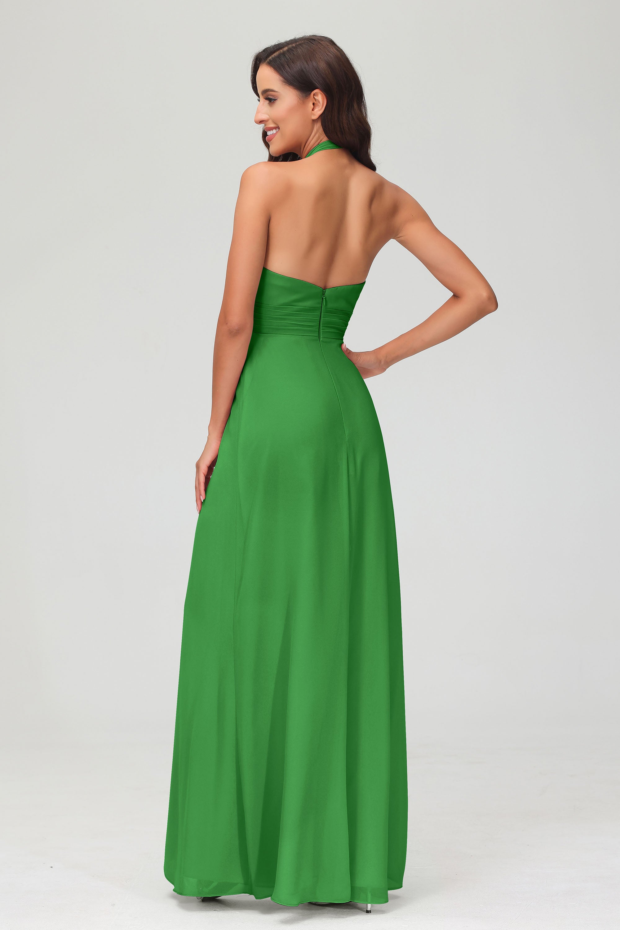 A Line Halter Chiffon Bridesmaid Dresses Women's Formal Evening Prom Dress Gowns