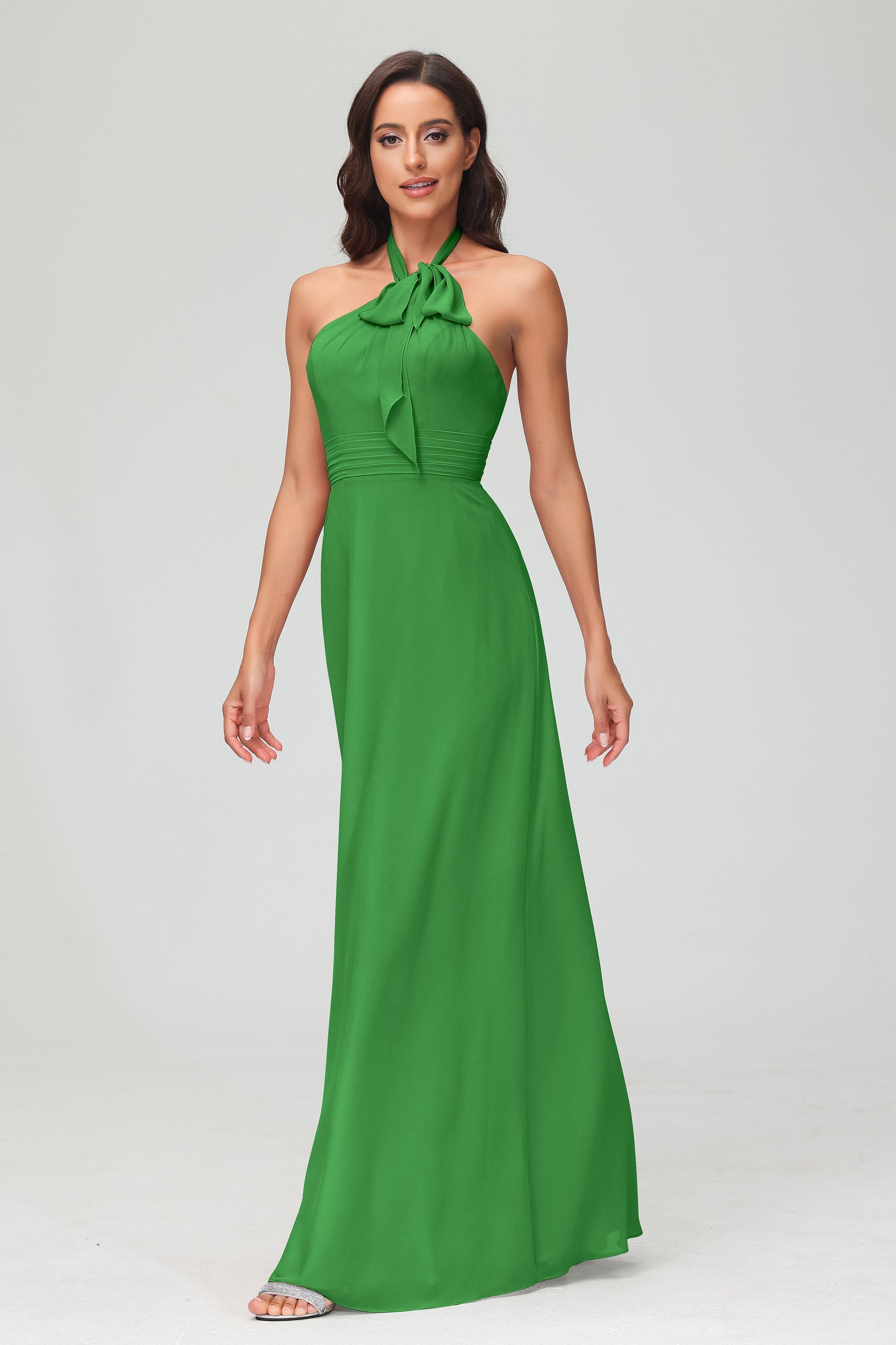 A Line Halter Chiffon Bridesmaid Dresses Women's Formal Evening Prom Dress Gowns