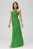 A Line Halter Chiffon Bridesmaid Dresses Women's Formal Evening Prom Dress Gowns