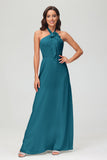 A Line Halter Chiffon Bridesmaid Dresses Women's Formal Evening Prom Dress Gowns