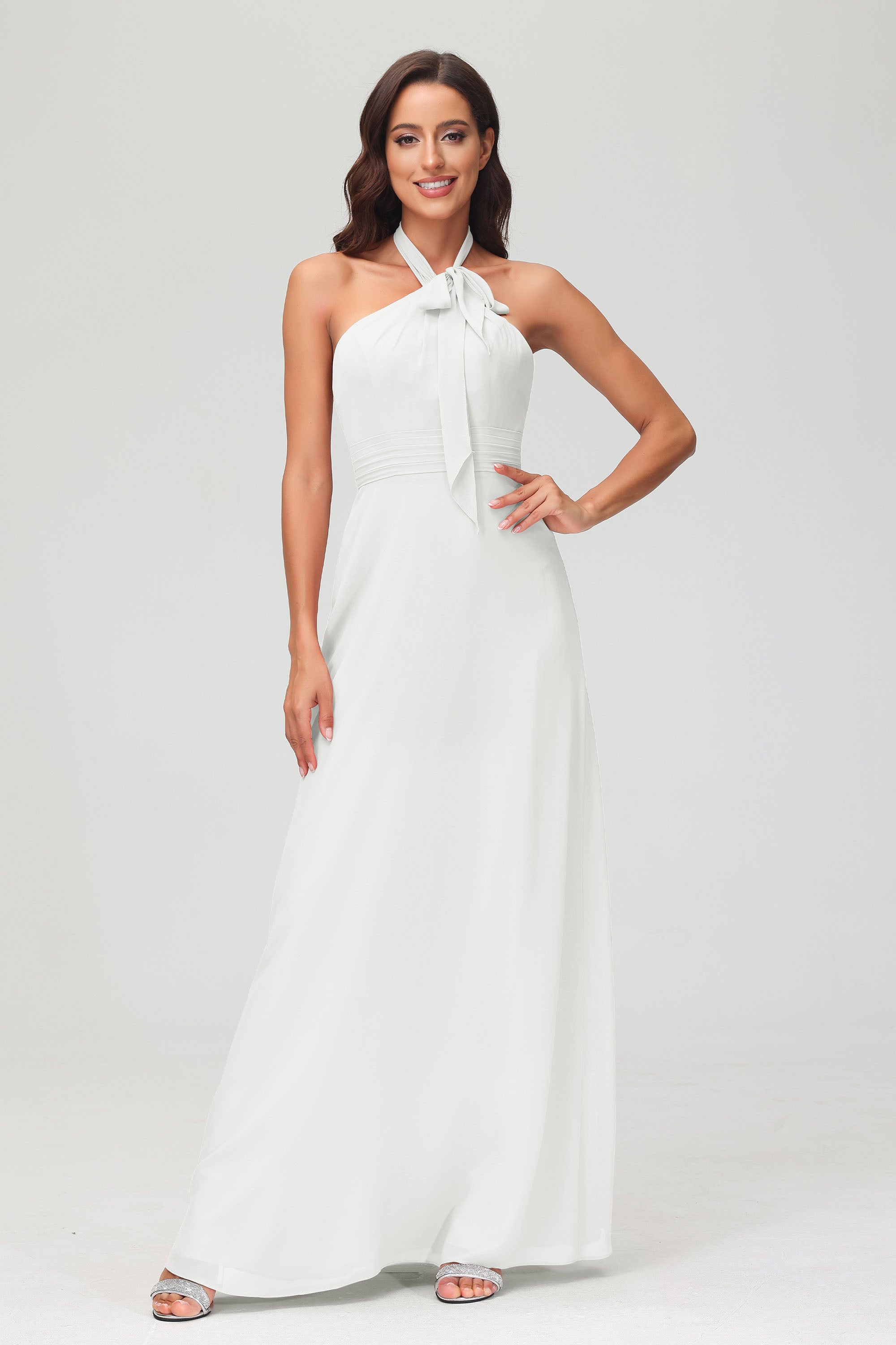 A Line Halter Chiffon Bridesmaid Dresses Women's Formal Evening Prom Dress Gowns