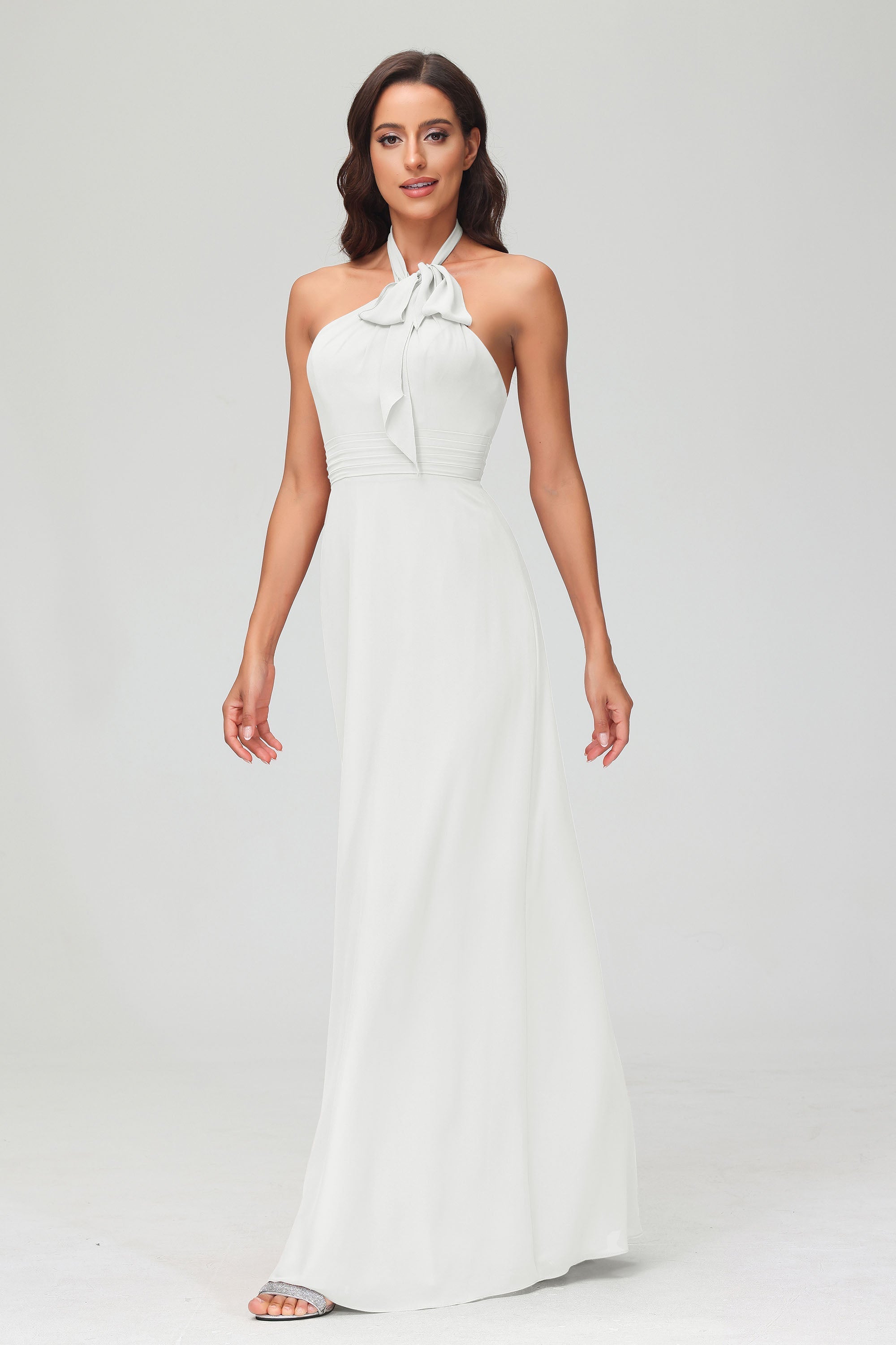 A Line Halter Chiffon Bridesmaid Dresses Women's Formal Evening Prom Dress Gowns