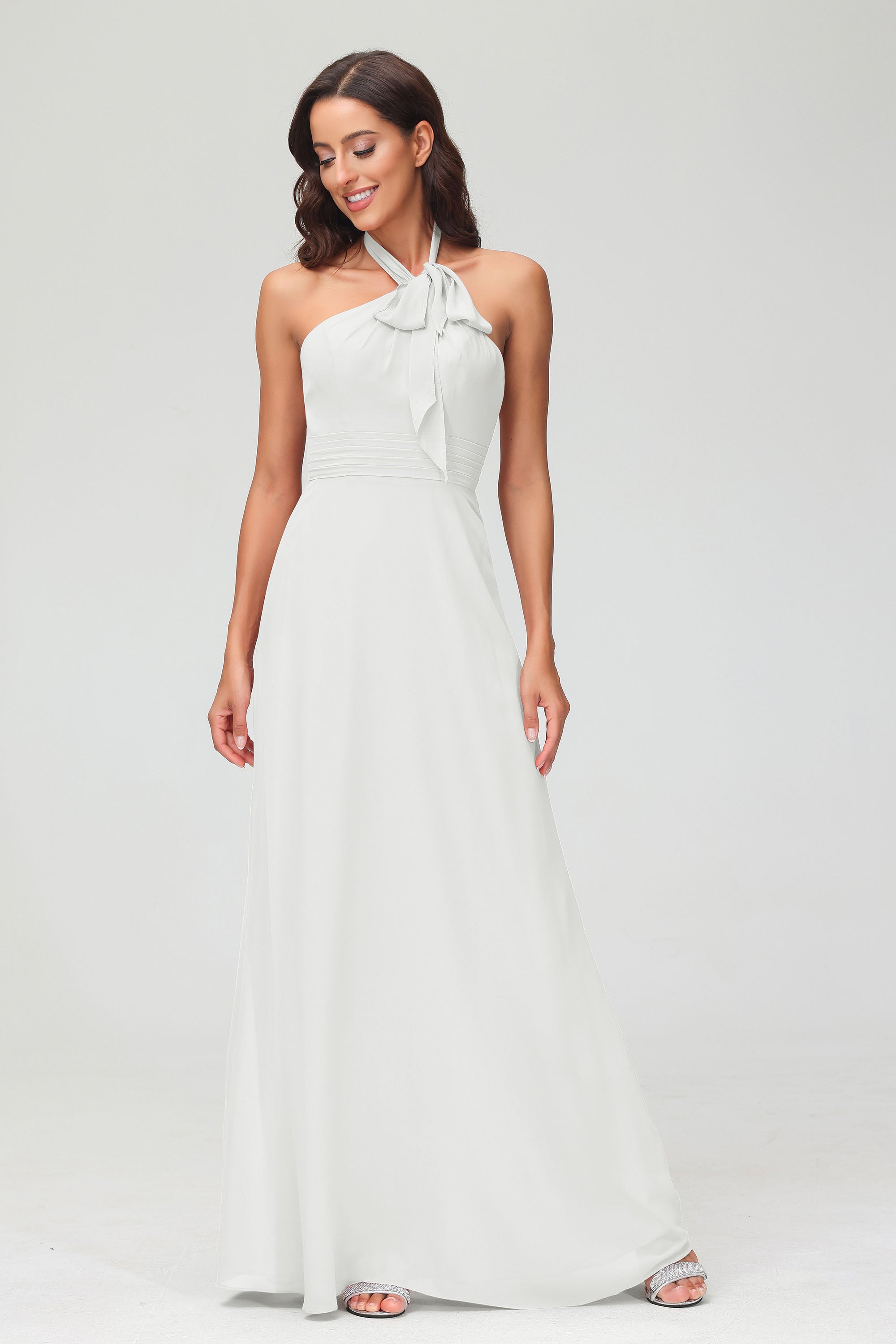 A Line Halter Chiffon Bridesmaid Dresses Women's Formal Evening Prom Dress Gowns