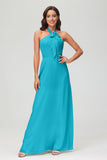 A Line Halter Chiffon Bridesmaid Dresses Women's Formal Evening Prom Dress Gowns