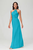 A Line Halter Chiffon Bridesmaid Dresses Women's Formal Evening Prom Dress Gowns