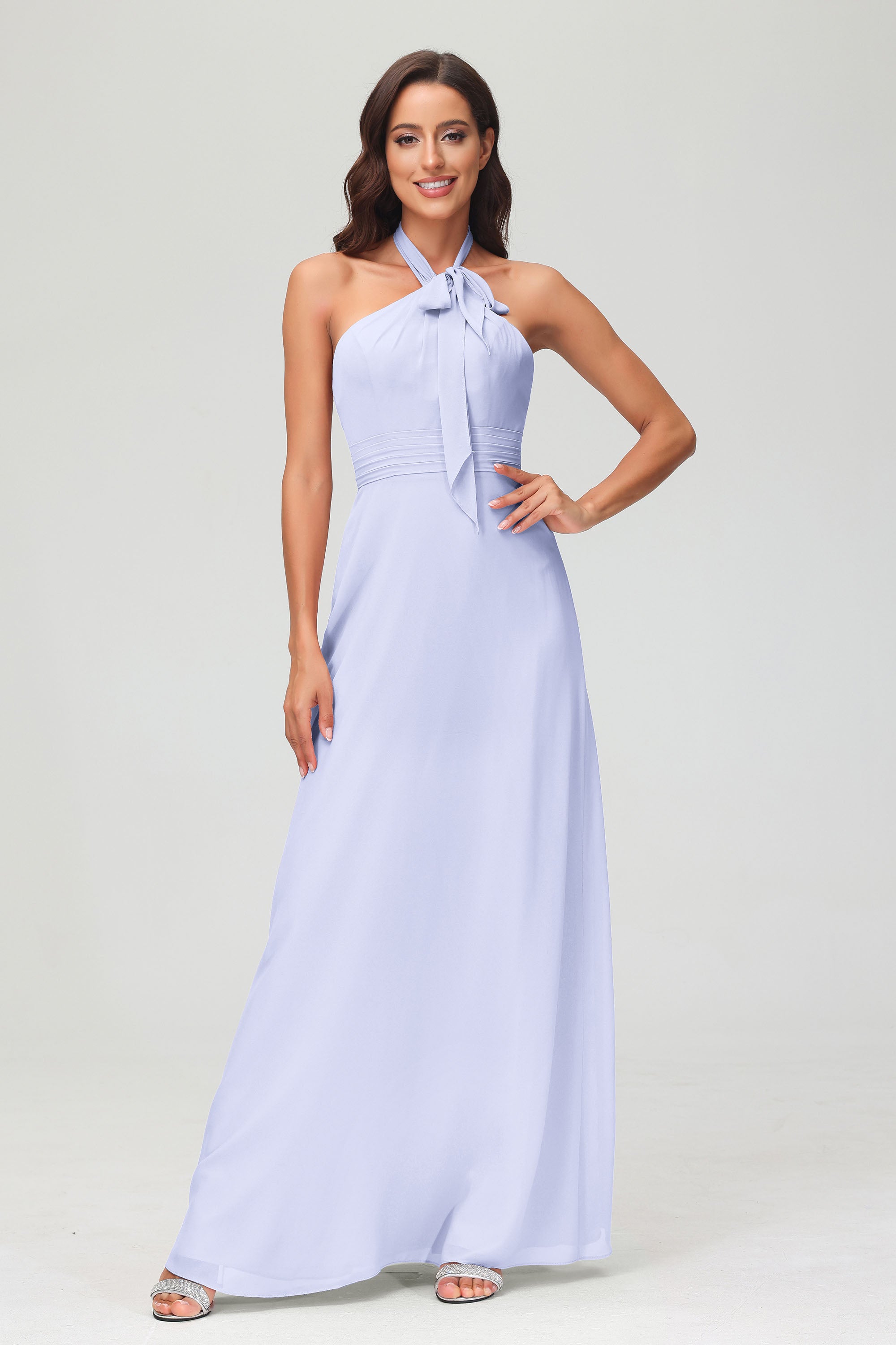 A Line Halter Chiffon Bridesmaid Dresses Women's Formal Evening Prom Dress Gowns