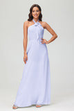 A Line Halter Chiffon Bridesmaid Dresses Women's Formal Evening Prom Dress Gowns