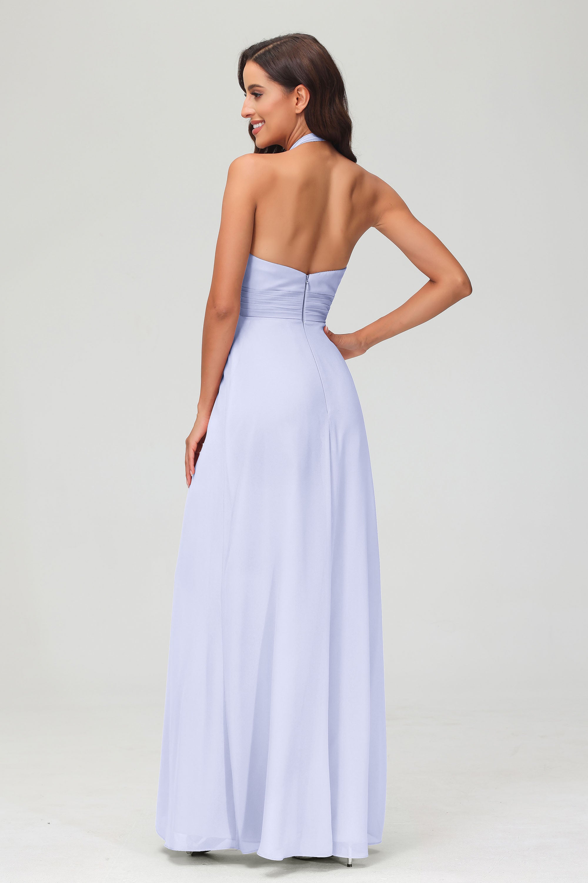 A Line Halter Chiffon Bridesmaid Dresses Women's Formal Evening Prom Dress Gowns