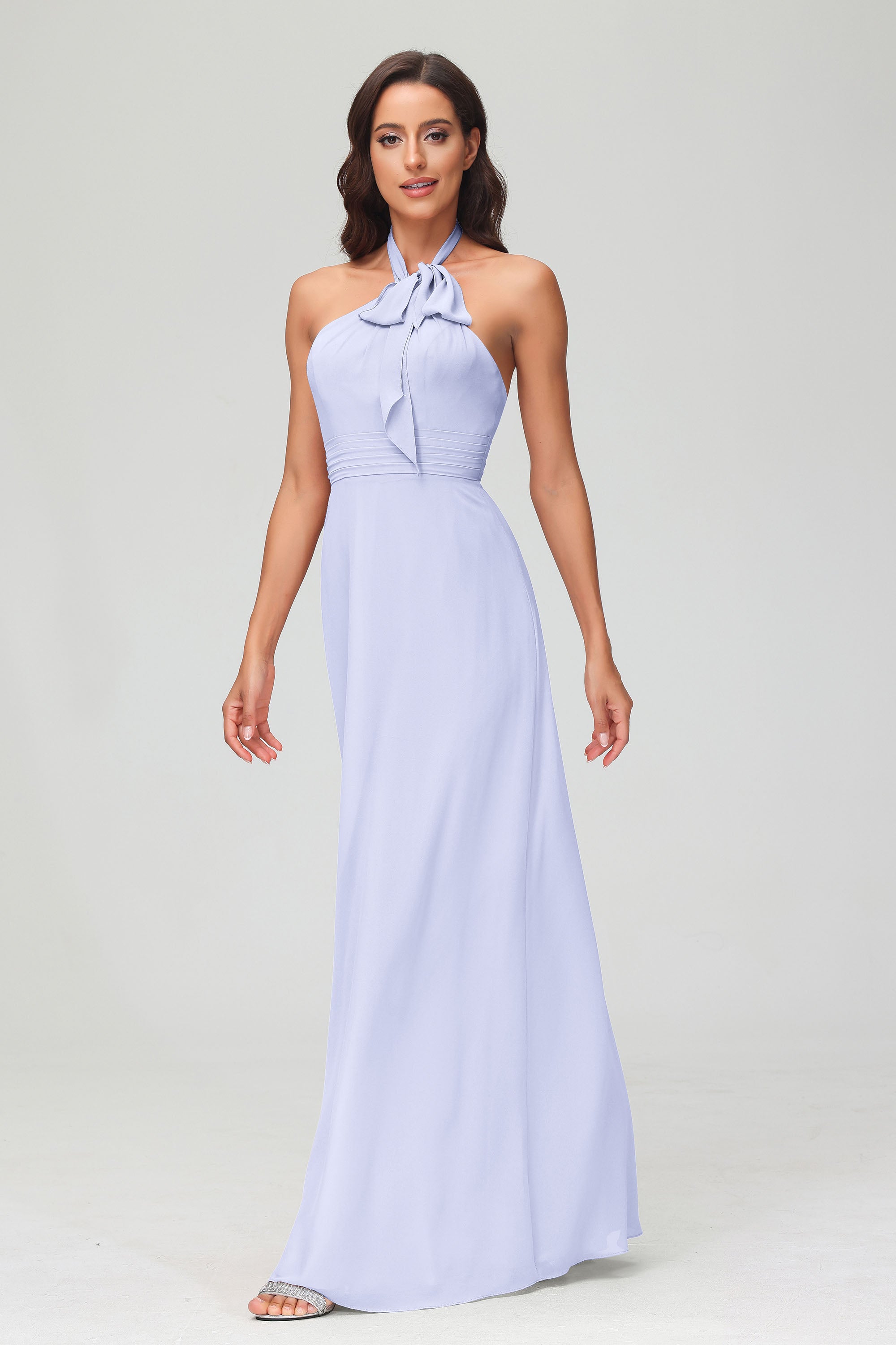 A Line Halter Chiffon Bridesmaid Dresses Women's Formal Evening Prom Dress Gowns