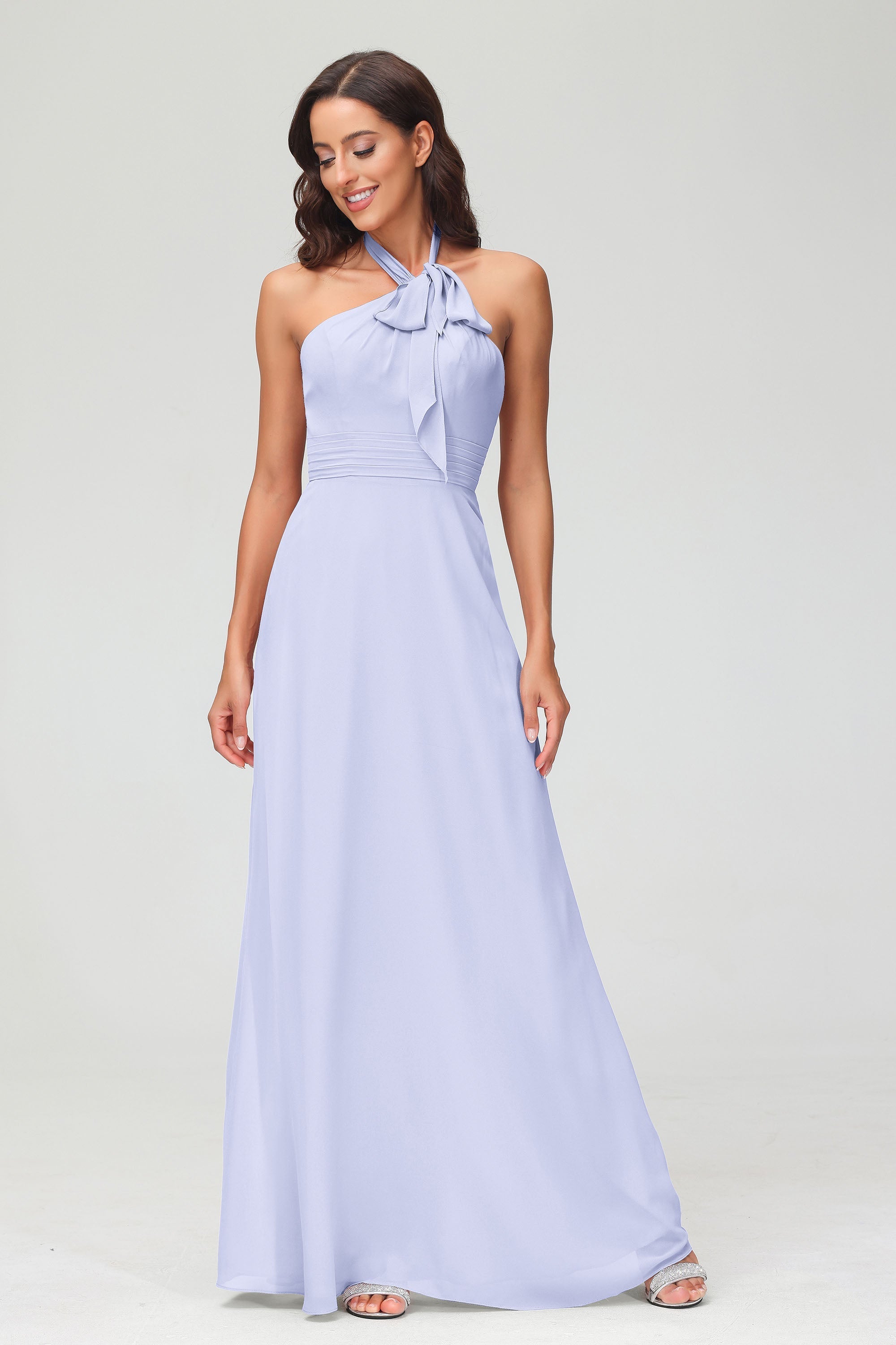 A Line Halter Chiffon Bridesmaid Dresses Women's Formal Evening Prom Dress Gowns