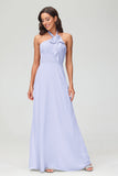 A Line Halter Chiffon Bridesmaid Dresses Women's Formal Evening Prom Dress Gowns