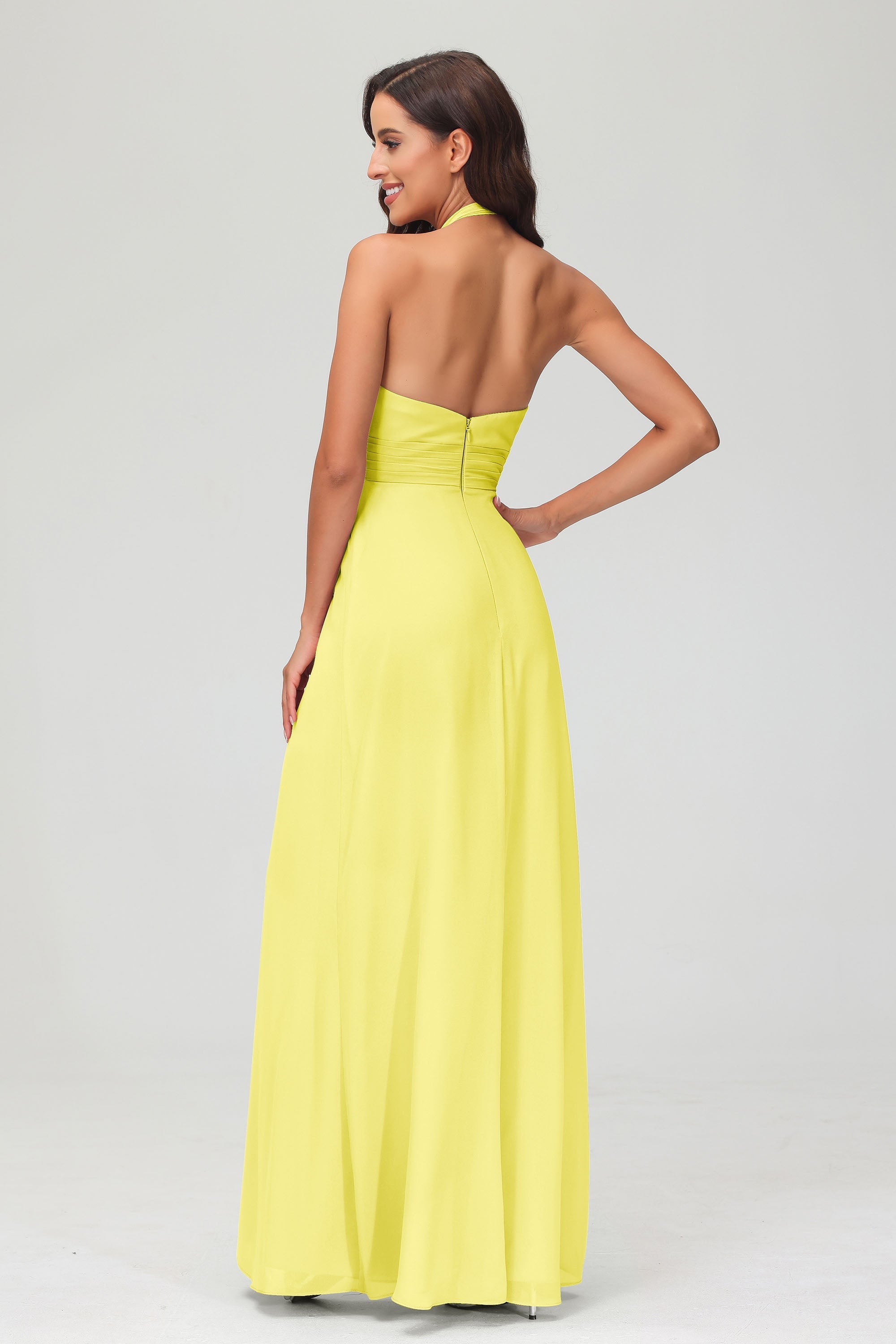 A Line Halter Chiffon Bridesmaid Dresses Women's Formal Evening Prom Dress Gowns