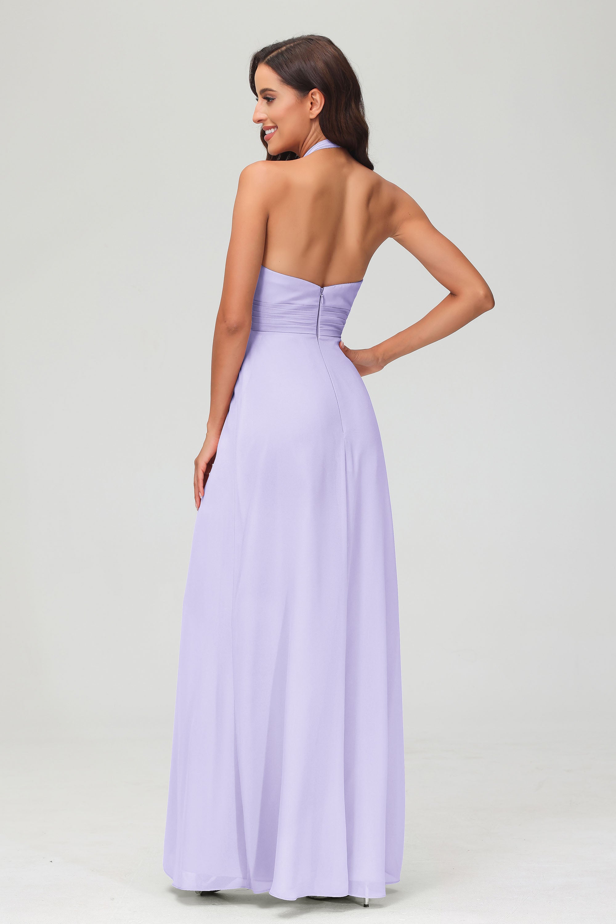 A Line Halter Chiffon Bridesmaid Dresses Women's Formal Evening Prom Dress Gowns