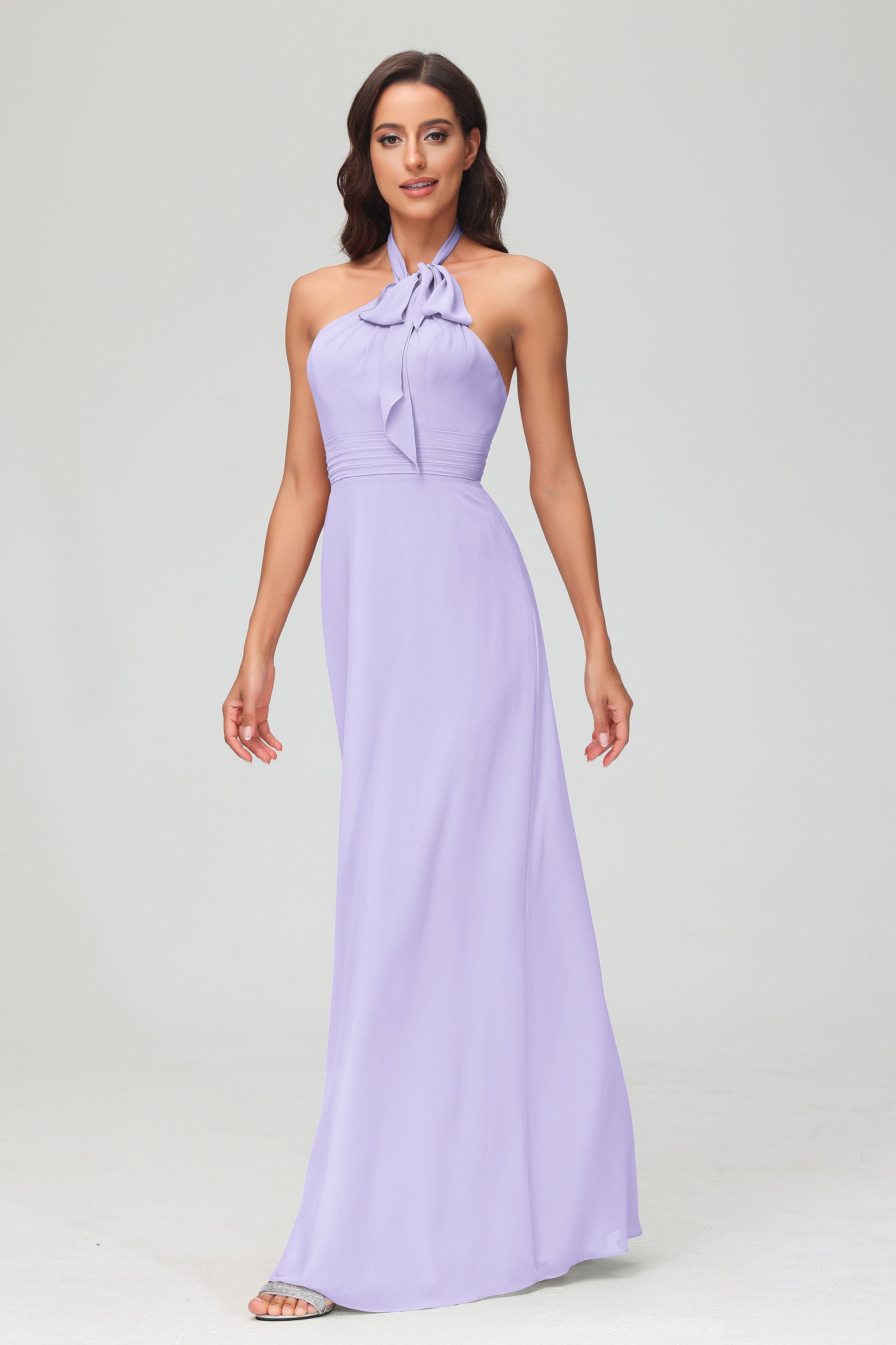 A Line Halter Chiffon Bridesmaid Dresses Women's Formal Evening Prom Dress Gowns